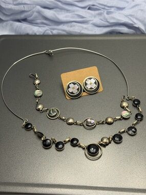 Vintage Alpaca set Onyx and Abalone  Two sided